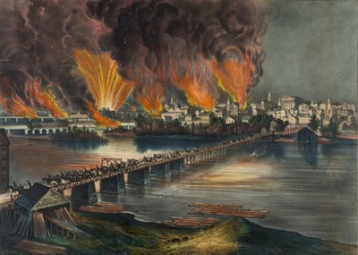 La caduta di Richmond, Virginia nella notte del 2 aprile 1865 da Nathaniel Currier